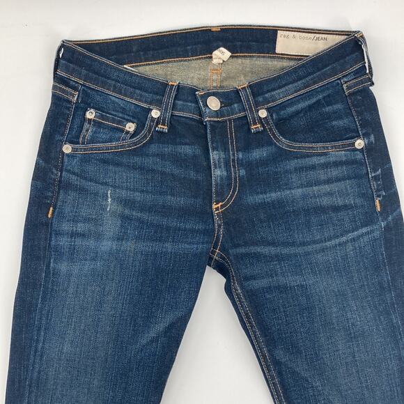 Rag & Bone Women's Ayoyama Dark Wash Skinny Jeans Distressed Size 24 x 27 Inseam - Picture 1 of 16